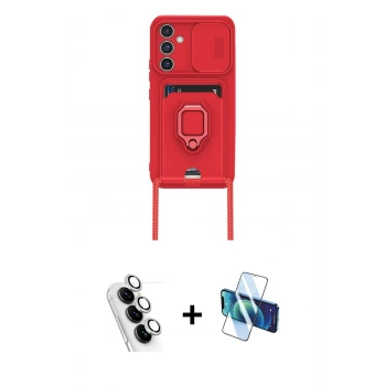 MARSİLYAN™- Galaxy A24 4G Kılıf Vadi Form Prime - Siyah 3D Antistatik Seramik Nano Ekran Koruyucu + Valdez Metal Kamera Lens - GS