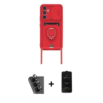 MARSİLYAN™- Galaxy A24 4G Kılıf Vadi Form Prime - Siyah 6D Antistatik Mat Seramik Hayalet Nano Ekran Koruyucu + Valdez Metal Kamera Lens - SH