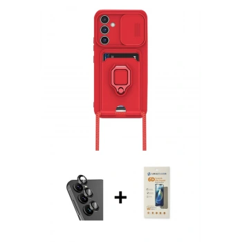 MARSİLYAN™- Galaxy A24 4G Kılıf Vadi Form Prime - Siyah 6D Mat Seramik Hayalet Nano Ekran Koruyucu + Valdez Metal Kamera Lens - SH