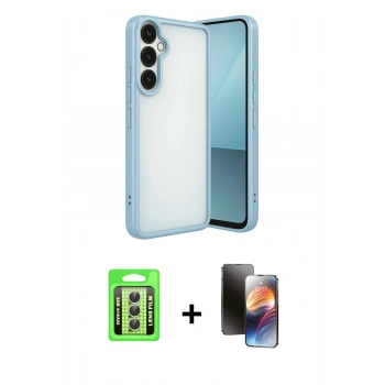 MARSİLYAN™- Galaxy A24 4G Kılıf Vadi Minimal - Siyah 3D Antistatik Mat Seramik Nano Ekran Koruyucu + Raze Metal Kamera Lens - GS