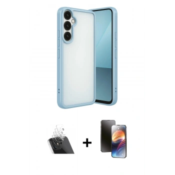 MARSİLYAN™- Galaxy A24 4G Kılıf Vadi Minimal - Siyah 3D Antistatik Mat Seramik Nano Ekran Koruyucu + Kamera Lens Koruma Cam - SF