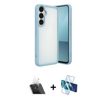 MARSİLYAN™- Galaxy A24 4G Kılıf Vadi Minimal - Siyah 3D Antistatik Seramik Nano Ekran Koruyucu + Kamera Lens Koruma Cam - SF