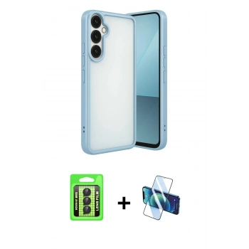 MARSİLYAN™- Galaxy A24 4G Kılıf Vadi Minimal - Siyah 3D Antistatik Seramik Nano Ekran Koruyucu + Raze Metal Kamera Lens - SH