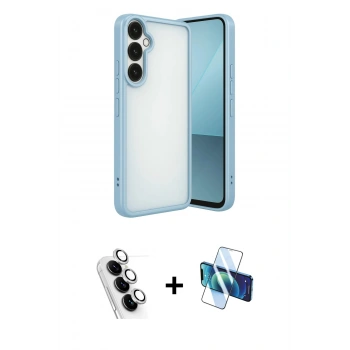 MARSİLYAN™- Galaxy A24 4G Kılıf Vadi Minimal - Siyah 3D Antistatik Seramik Nano Ekran Koruyucu + Valdez Metal Kamera Lens - GS