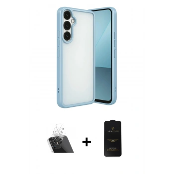 MARSİLYAN™- Galaxy A24 4G Kılıf Vadi Minimal - Siyah 6D Antistatik Mat Seramik Hayalet Nano Ekran Koruyucu + Kamera Lens Koruma Cam - SF