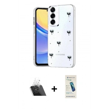 MARSİLYAN™- Galaxy A24 4G Kılıf Yörünge Form - Şeffaf Pasifik Cam Ekran Koruyucu + Kamera Lens Koruma Cam - SF