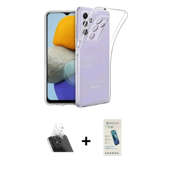 MARSİLYAN™- Galaxy A24 4G Kılıf Zirve Doku - Şeffaf Pasifik Cam Ekran Koruyucu + Kamera Lens Koruma Cam - SF