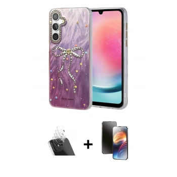 MARSİLYAN™- Galaxy A24 4G Kılıf Zirve Modern Prime - Siyah 3D Antistatik Mat Seramik Nano Ekran Koruyucu + Kamera Lens Koruma Cam - SF