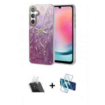 MARSİLYAN™- Galaxy A24 4G Kılıf Zirve Modern Prime - Siyah 3D Antistatik Seramik Nano Ekran Koruyucu + Kamera Lens Koruma Cam - SF
