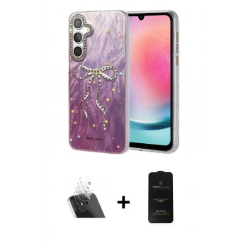 MARSİLYAN™- Galaxy A24 4G Kılıf Zirve Modern Prime - Siyah 6D Antistatik Mat Seramik Hayalet Nano Ekran Koruyucu + Kamera Lens Koruma Cam - SF