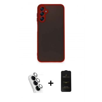 MARSİLYAN™- Galaxy A25 5G Kılıf Ahenk Çizgi Serisi - Siyah 6D Antistatik Mat Seramik Hayalet Nano Ekran Koruyucu + Valdez Metal Kamera Lens - GS