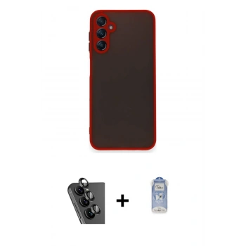 MARSİLYAN™- Galaxy A25 5G Kılıf Ahenk Çizgi Serisi - Siyah Joko Magic 5D Cam + Valdez Metal Kamera Lens - SH
