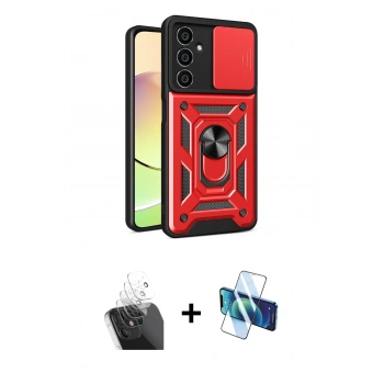 MARSİLYAN™- Galaxy A25 5G Kılıf Ahenk Klasik - Siyah 3D Antistatik Cam Ekran Koruyucu + Kamera Lens Koruma Cam - SF