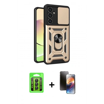 MARSİLYAN™- Galaxy A25 5G Kılıf Ahenk Klasik - Siyah 3D Antistatik Mat Seramik Nano Ekran Koruyucu + Raze Metal Kamera Lens - SH