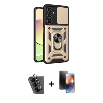 MARSİLYAN™- Galaxy A25 5G Kılıf Ahenk Klasik - Siyah 3D Antistatik Mat Seramik Nano Ekran Koruyucu + Valdez Metal Kamera Lens - SH