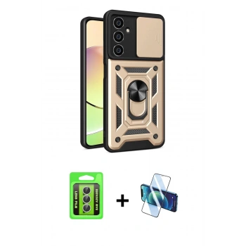 MARSİLYAN™- Galaxy A25 5G Kılıf Ahenk Klasik - Siyah 3D Antistatik Seramik Nano Ekran Koruyucu + Raze Metal Kamera Lens - GS