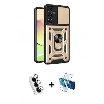 MARSİLYAN™- Galaxy A25 5G Kılıf Ahenk Klasik - Siyah 3D Antistatik Seramik Nano Ekran Koruyucu + Valdez Metal Kamera Lens - GS