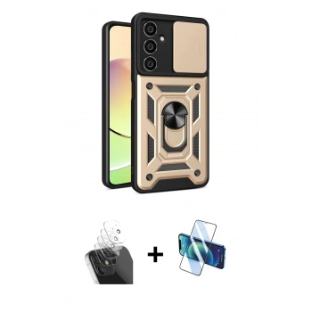 MARSİLYAN™- Galaxy A25 5G Kılıf Ahenk Klasik - Siyah 3D Antistatik Seramik Nano Ekran Koruyucu + Kamera Lens Koruma Cam - SF