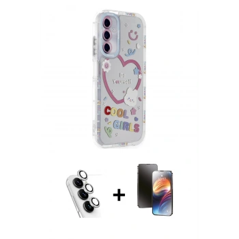 MARSİLYAN™- Galaxy A25 5G Kılıf Ahenk Modern Serisi - Siyah 3D Antistatik Mat Seramik Nano Ekran Koruyucu + Valdez Metal Kamera Lens - GS