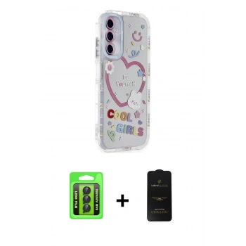 MARSİLYAN™- Galaxy A25 5G Kılıf Ahenk Modern Serisi - Siyah 6D Antistatik Mat Seramik Hayalet Nano Ekran Koruyucu + Raze Metal Kamera Lens - SH