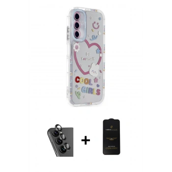 MARSİLYAN™- Galaxy A25 5G Kılıf Ahenk Modern Serisi - Siyah 6D Antistatik Mat Seramik Hayalet Nano Ekran Koruyucu + Valdez Metal Kamera Lens - SH