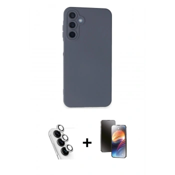 MARSİLYAN™- Galaxy A25 5G Kılıf Ahenk Serisi - Siyah 3D Antistatik Mat Seramik Nano Ekran Koruyucu + Valdez Metal Kamera Lens - GS