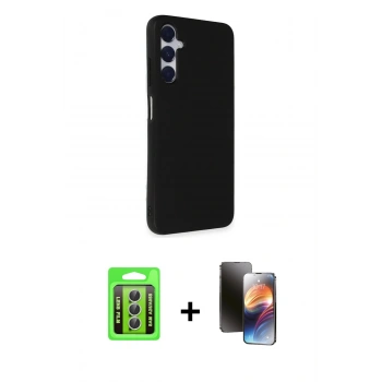 MARSİLYAN™- Galaxy A25 5G Kılıf Akış Asil Koleksiyonu - Siyah 3D Antistatik Mat Seramik Nano Ekran Koruyucu + Raze Metal Kamera Lens - GS