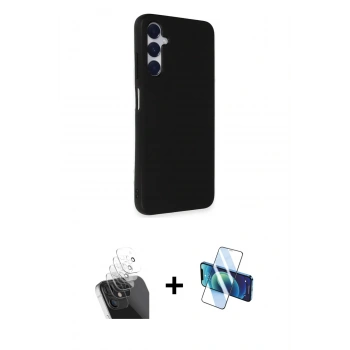 MARSİLYAN™- Galaxy A25 5G Kılıf Akış Asil Koleksiyonu - Siyah 3D Antistatik Seramik Nano Ekran Koruyucu + Kamera Lens Koruma Cam - SF