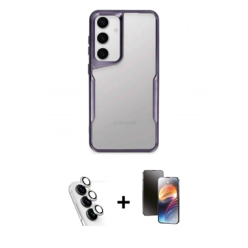 MARSİLYAN™- Galaxy A25 5G Kılıf Akış Çizgi Koleksiyonu - Siyah 3D Antistatik Mat Seramik Nano Ekran Koruyucu + Valdez Metal Kamera Lens - GS