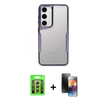 MARSİLYAN™- Galaxy A25 5G Kılıf Akış Çizgi Koleksiyonu - Siyah 3D Antistatik Mat Seramik Nano Ekran Koruyucu + Raze Metal Kamera Lens - GS