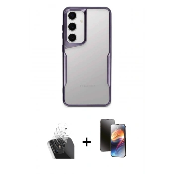 MARSİLYAN™- Galaxy A25 5G Kılıf Akış Çizgi Koleksiyonu - Siyah 3D Antistatik Mat Seramik Nano Ekran Koruyucu + Kamera Lens Koruma Cam - SF