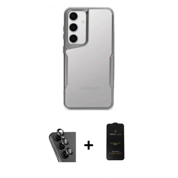 MARSİLYAN™- Galaxy A25 5G Kılıf Akış Çizgi Koleksiyonu - Siyah 6D Antistatik Mat Seramik Hayalet Nano Ekran Koruyucu + Valdez Metal Kamera Lens - SH