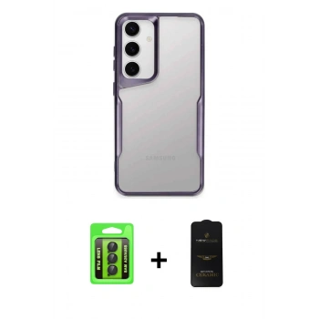 MARSİLYAN™- Galaxy A25 5G Kılıf Akış Çizgi Koleksiyonu - Siyah 6D Antistatik Mat Seramik Hayalet Nano Ekran Koruyucu + Raze Metal Kamera Lens - SH