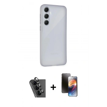 MARSİLYAN™- Galaxy A25 5G Kılıf Atlas Minimal Prime - Siyah 3D Antistatik Mat Seramik Nano Ekran Koruyucu + Valdez Metal Kamera Lens - SH