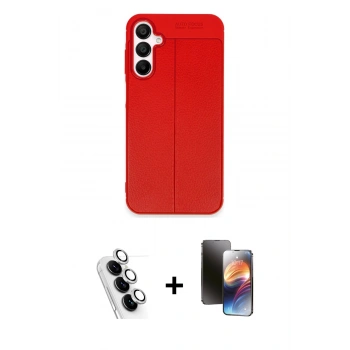 MARSİLYAN™- Galaxy A25 5G Kılıf Doruk Klasik Özel Seri - Siyah 3D Antistatik Mat Seramik Nano Ekran Koruyucu + Valdez Metal Kamera Lens - GS