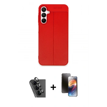 MARSİLYAN™- Galaxy A25 5G Kılıf Doruk Klasik Özel Seri - Siyah 3D Antistatik Mat Seramik Nano Ekran Koruyucu + Valdez Metal Kamera Lens - SH
