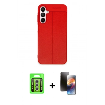 MARSİLYAN™- Galaxy A25 5G Kılıf Doruk Klasik Özel Seri - Siyah 3D Antistatik Mat Seramik Nano Ekran Koruyucu + Raze Metal Kamera Lens - GS