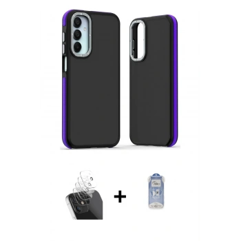 MARSİLYAN™- Galaxy A25 5G Kılıf Eksen Işık - Siyah Joko Magic 5D Cam + Kamera Lens Koruma Cam - SF