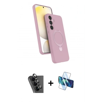 MARSİLYAN™- Galaxy A25 5G Kılıf İz Işık Koleksiyonu - Siyah 3D Antistatik Cam Ekran Koruyucu + Valdez Metal Kamera Lens - SH