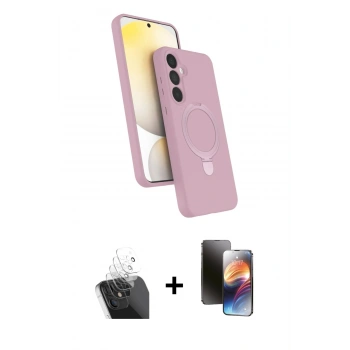 MARSİLYAN™- Galaxy A25 5G Kılıf İz Işık Koleksiyonu - Siyah 3D Antistatik Mat Seramik Nano Ekran Koruyucu + Kamera Lens Koruma Cam - SF