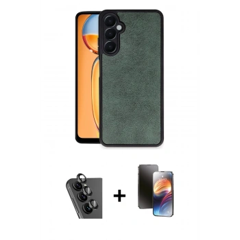 MARSİLYAN™- Galaxy A25 5G Kılıf Kıvılcım Işık Serisi - Siyah 3D Antistatik Mat Seramik Nano Ekran Koruyucu + Valdez Metal Kamera Lens - SH