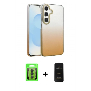 MARSİLYAN™- Galaxy A25 5G Kılıf Kıvılcım Minimal Özel Seri - Siyah 6D Antistatik Mat Seramik Hayalet Nano Ekran Koruyucu + Raze Metal Kamera Lens - SH
