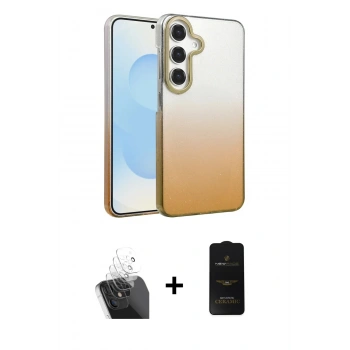 MARSİLYAN™- Galaxy A25 5G Kılıf Kıvılcım Minimal Özel Seri - Siyah 6D Antistatik Mat Seramik Hayalet Nano Ekran Koruyucu + Kamera Lens Koruma Cam - SF