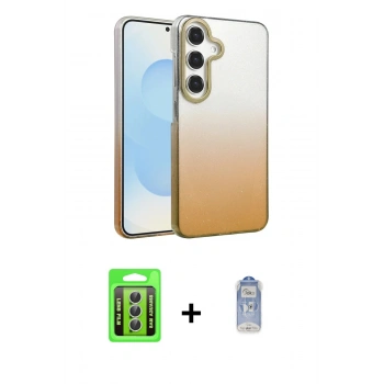 MARSİLYAN™- Galaxy A25 5G Kılıf Kıvılcım Minimal Özel Seri - Siyah Joko Magic 5D Cam + Raze Metal Kamera Lens - GS