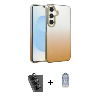 MARSİLYAN™- Galaxy A25 5G Kılıf Kıvılcım Minimal Özel Seri - Siyah Joko Magic 5D Cam + Valdez Metal Kamera Lens - SH