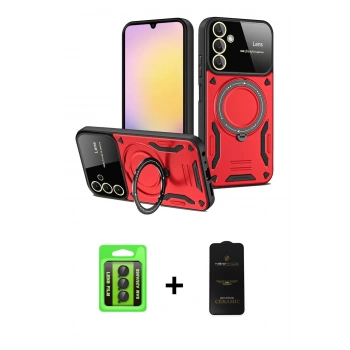 MARSİLYAN™- Galaxy A25 5G Kılıf Kıvılcım Modern Serisi - Siyah 6D Antistatik Mat Seramik Hayalet Nano Ekran Koruyucu + Raze Metal Kamera Lens - SH