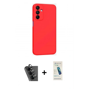MARSİLYAN™- Galaxy A25 5G Kılıf Kozmos Yansıma Özel Seri - Şeffaf Pasifik Cam Ekran Koruyucu + Valdez Metal Kamera Lens - SH