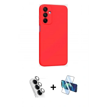 MARSİLYAN™- Galaxy A25 5G Kılıf Kozmos Yansıma Özel Seri - Siyah 3D Antistatik Cam Ekran Koruyucu + Valdez Metal Kamera Lens - GS