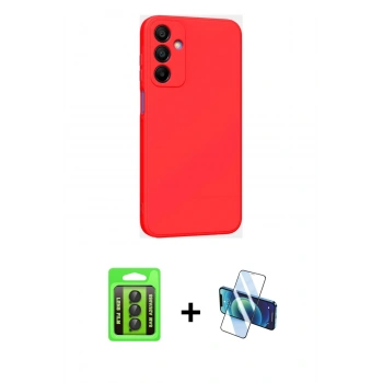 MARSİLYAN™- Galaxy A25 5G Kılıf Kozmos Yansıma Özel Seri - Siyah 3D Antistatik Cam Ekran Koruyucu + Raze Metal Kamera Lens - SH