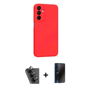 MARSİLYAN™- Galaxy A25 5G Kılıf Kozmos Yansıma Özel Seri - Siyah 3D Antistatik Hayalet Cam Ekran Koruyucu + Valdez Metal Kamera Lens - SH